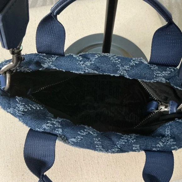 Kurt Geiger Blue Quilted Dennim Crossbody Bag - Picture 5 of 6